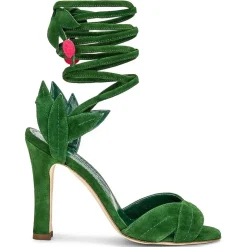 Manolo Blahnik Sandales À Talons|Sandales en Velours de Cuir Ossie vertes - Talon 10.5 cm