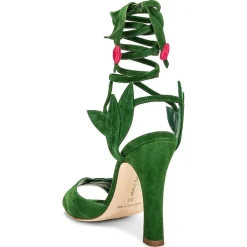 Manolo Blahnik Sandales À Talons|Sandales en Velours de Cuir Ossie vertes - Talon 10.5 cm