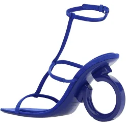 Salvatore Ferragamo Sandales À Talons|Sandales en Velours de Cuir Elina bleues - Talon 10.5 cm