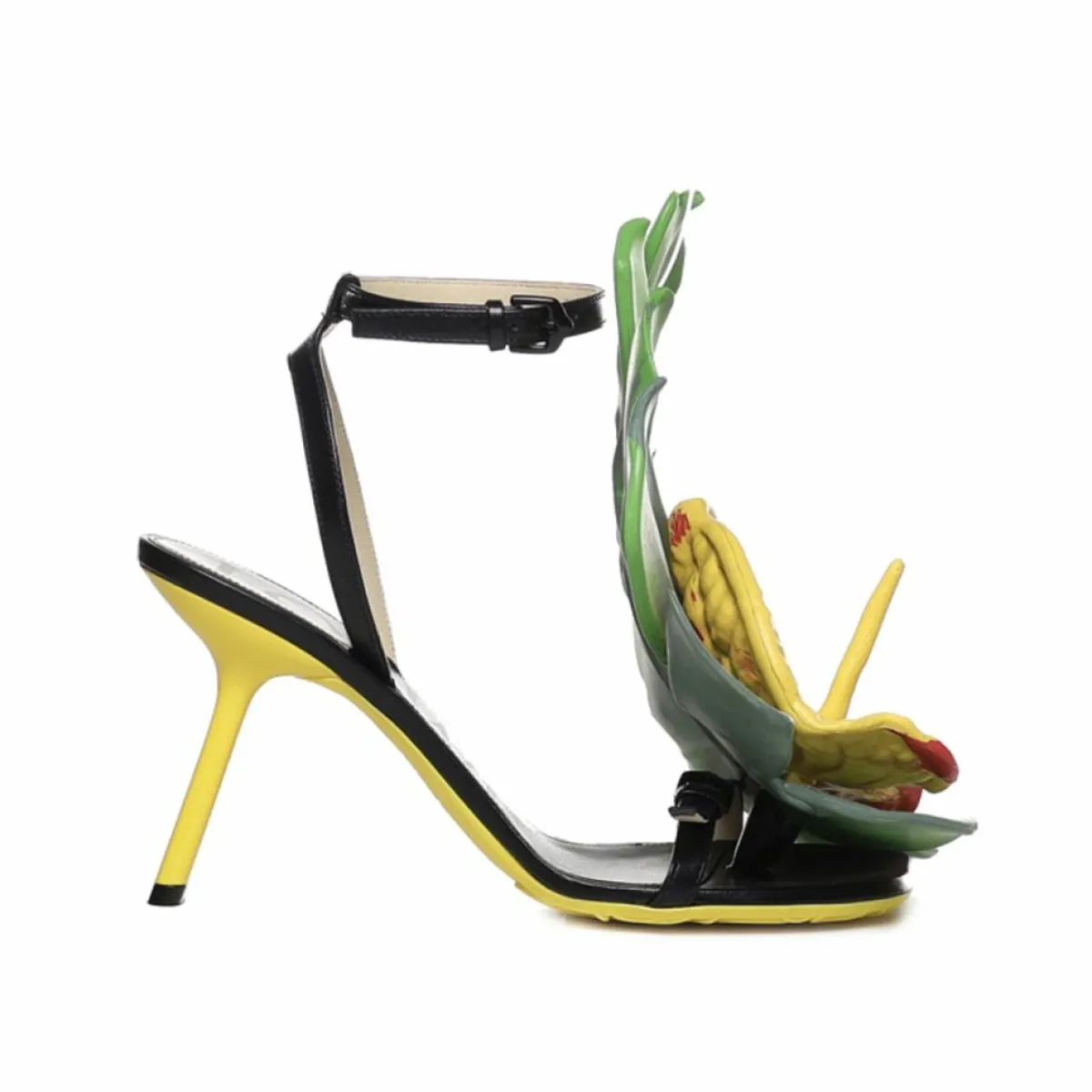 Loewe Sandales Plates|Sandales Petal Monstera en cuir noires