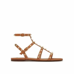 Valentino Garavani Sandales Plates|Sandales plates Rockstud marron