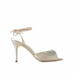 Manolo Blahnik Sandales Plates|Sandales Plumena 090 en satin beiges