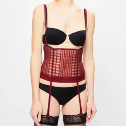 La Perla Ceintures|Serre-taille à bretelles Tulle Soutache bordeaux