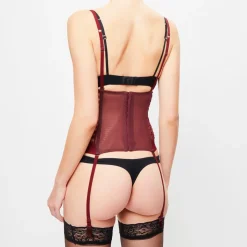 La Perla Ceintures|Serre-taille à bretelles Tulle Soutache bordeaux