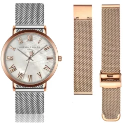 Amelia Parker Montres|Set Montre Femme 2 Bracelets Classique en Acier argenté/rose doré