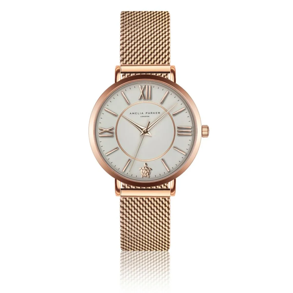 Amelia Parker Montres|Set Montre Femme 2 Bracelets Petite Classique en Acier & Cuir rose doré/noir