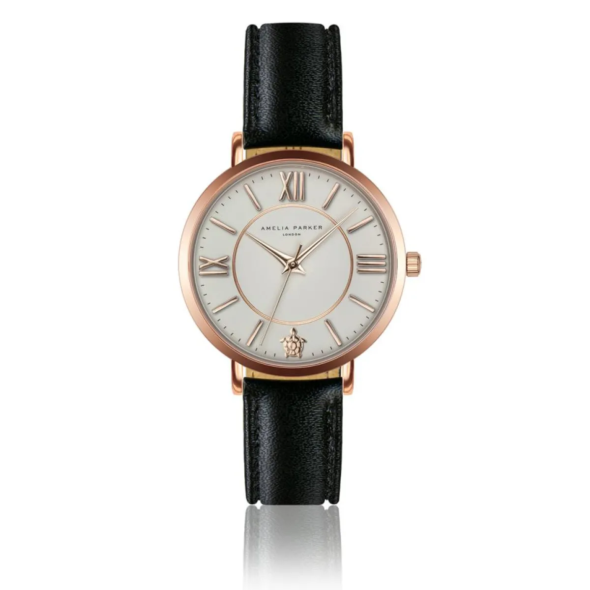 Amelia Parker Montres|Set Montre Femme 2 Bracelets Petite Classique en Acier & Cuir rose doré/noir