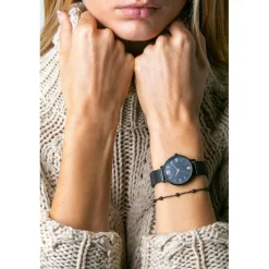 Amelia Parker Montres|Set Montre Femme & Bracelet Petite Noir en Acier noir