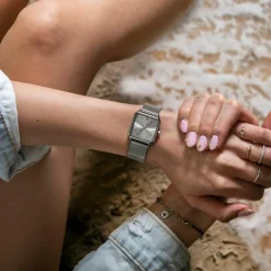 Amelia Parker Montres|Set Montre Femme 2 Bracelets Plaza en Acier & Cuir argenté/bleu foncé