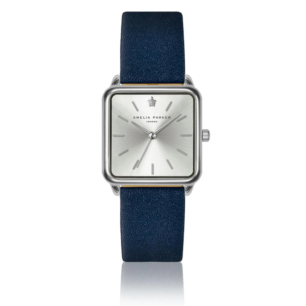 Amelia Parker Montres|Set Montre Femme 2 Bracelets Plaza en Acier & Cuir argenté/bleu foncé