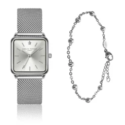 Amelia Parker Montres|Set Montre Femme & Bracelet Plaza en Acier argenté
