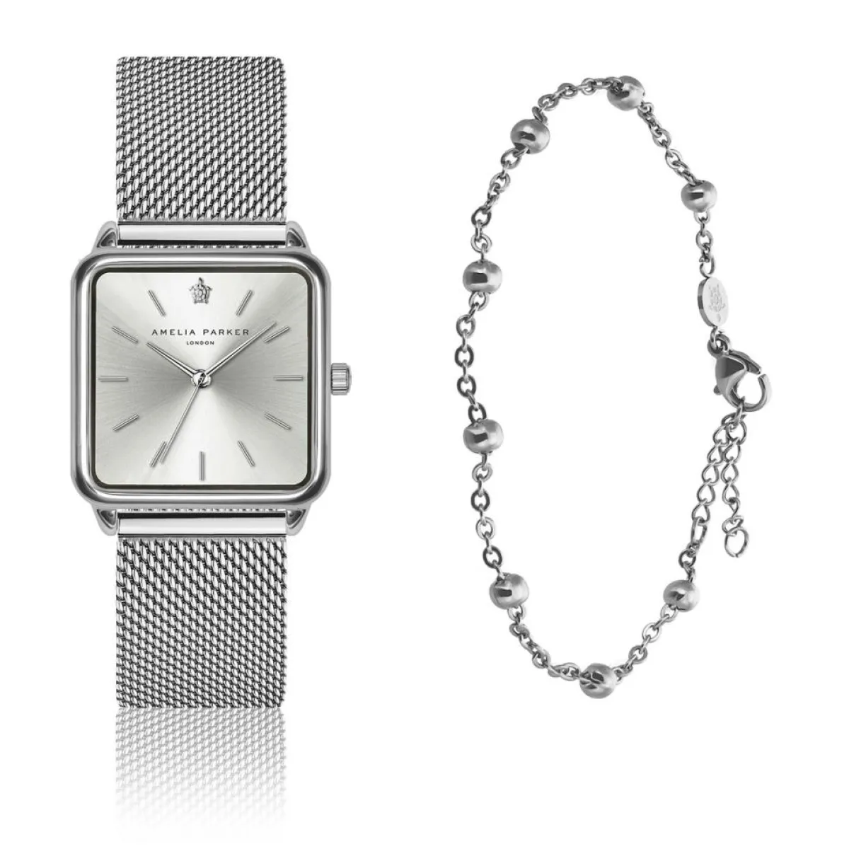 Amelia Parker Montres|Set Montre Femme & Bracelet Plaza en Acier argenté