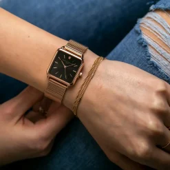 Amelia Parker Montres|Set Montre Femme 2 Bracelets Night Plaza en Acier rose doré/noir