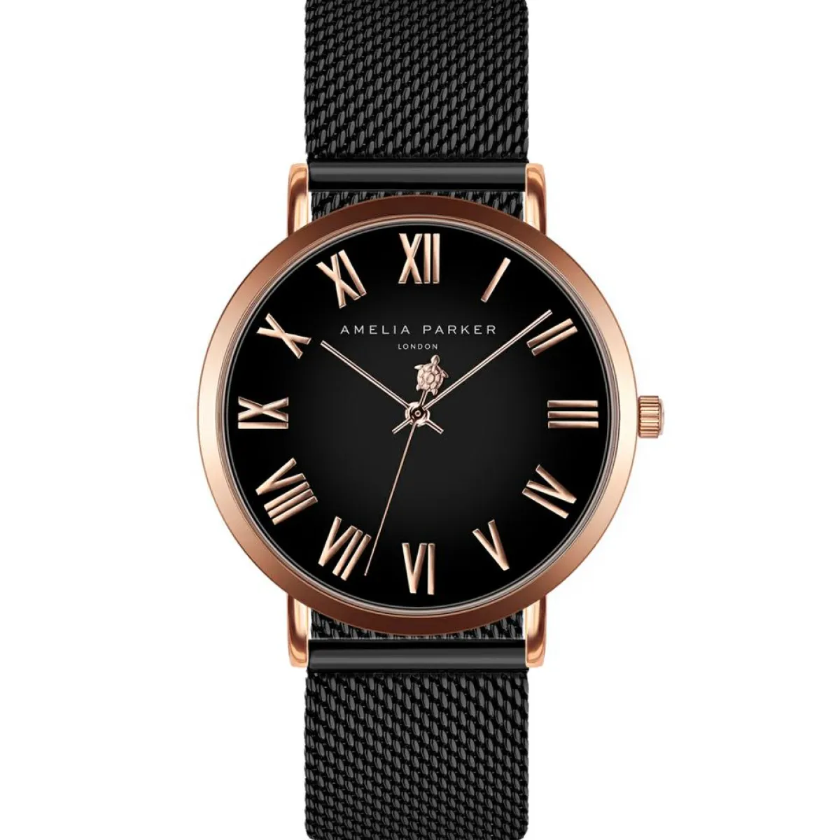 Amelia Parker Montres|Set Montre Femme 2 Bracelets Grand en Acier rose doré/noir