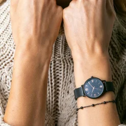 Amelia Parker Montres|Set Montre Femme & Bracelet Jet en Acier noir