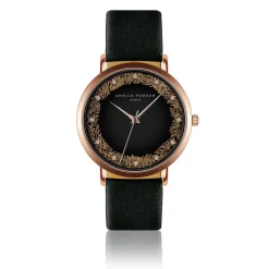 Amelia Parker Montres|Set Montre Femme 2 Bracelets Coral en Acier & Cuir rose doré/noir