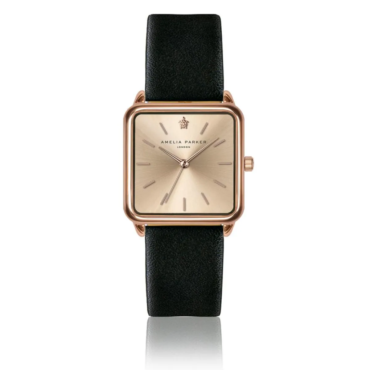 Amelia Parker Montres|Set Montre Femme 2 Bracelets Gold Plaza en Acier & Cuir rose doré/noir