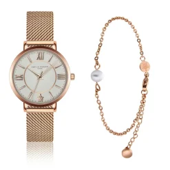 Amelia Parker Montres|Set Montre Femme & Bracelet Petite Classique en Acier rose doré