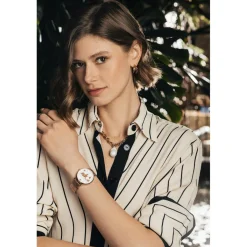 Amelia Parker Montres|Set Montre Femme & Bracelet Vacation en Acier rose doré