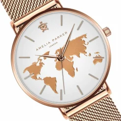 Amelia Parker Montres|Set Montre Femme & Bracelet Vacation en Acier rose doré