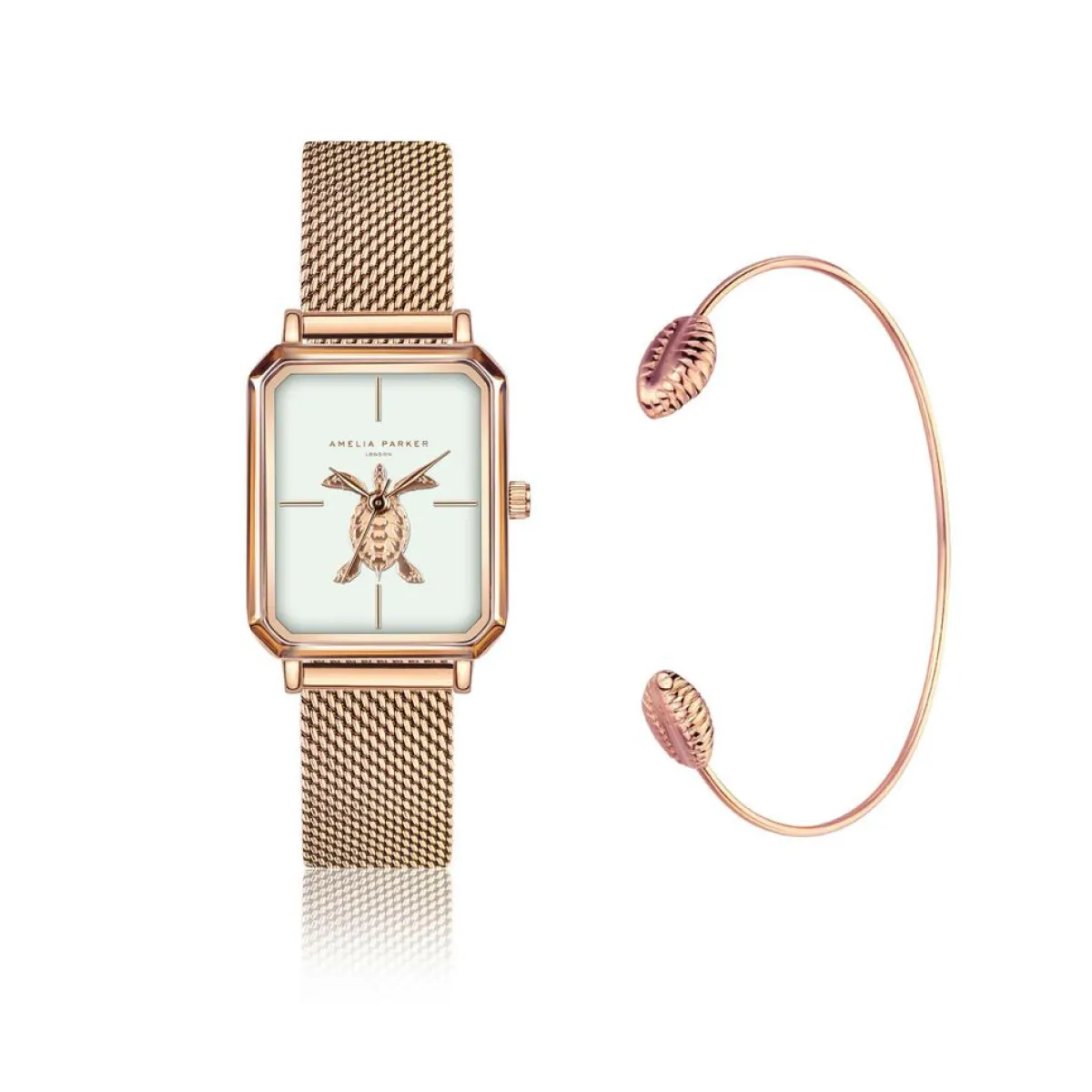 Amelia Parker Montres|Set Montre Femme & Bracelet Serenity en Acier rose doré