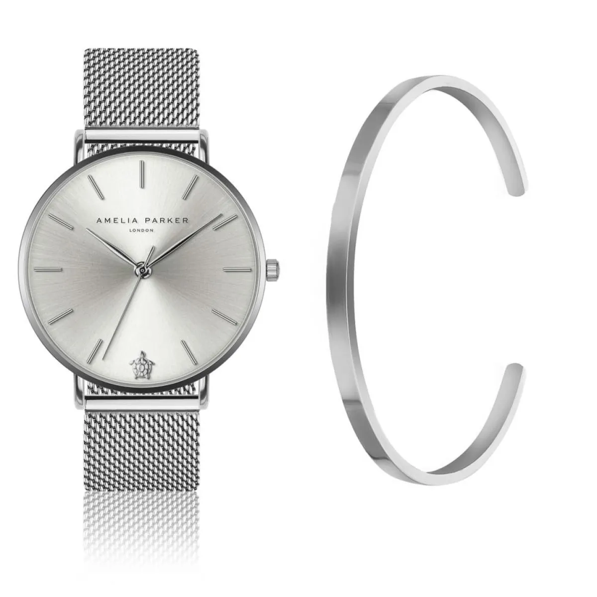 Amelia Parker Montres|Set Montre Femme & Bracelet Capsule Grey en Acier argenté