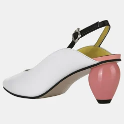 Yuul Yie Escarpins|Slingback en Cuir Slide blanc/rose - Talon 6 cm