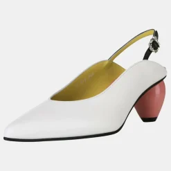 Yuul Yie Escarpins|Slingback en Cuir Slide blanc/rose - Talon 6 cm