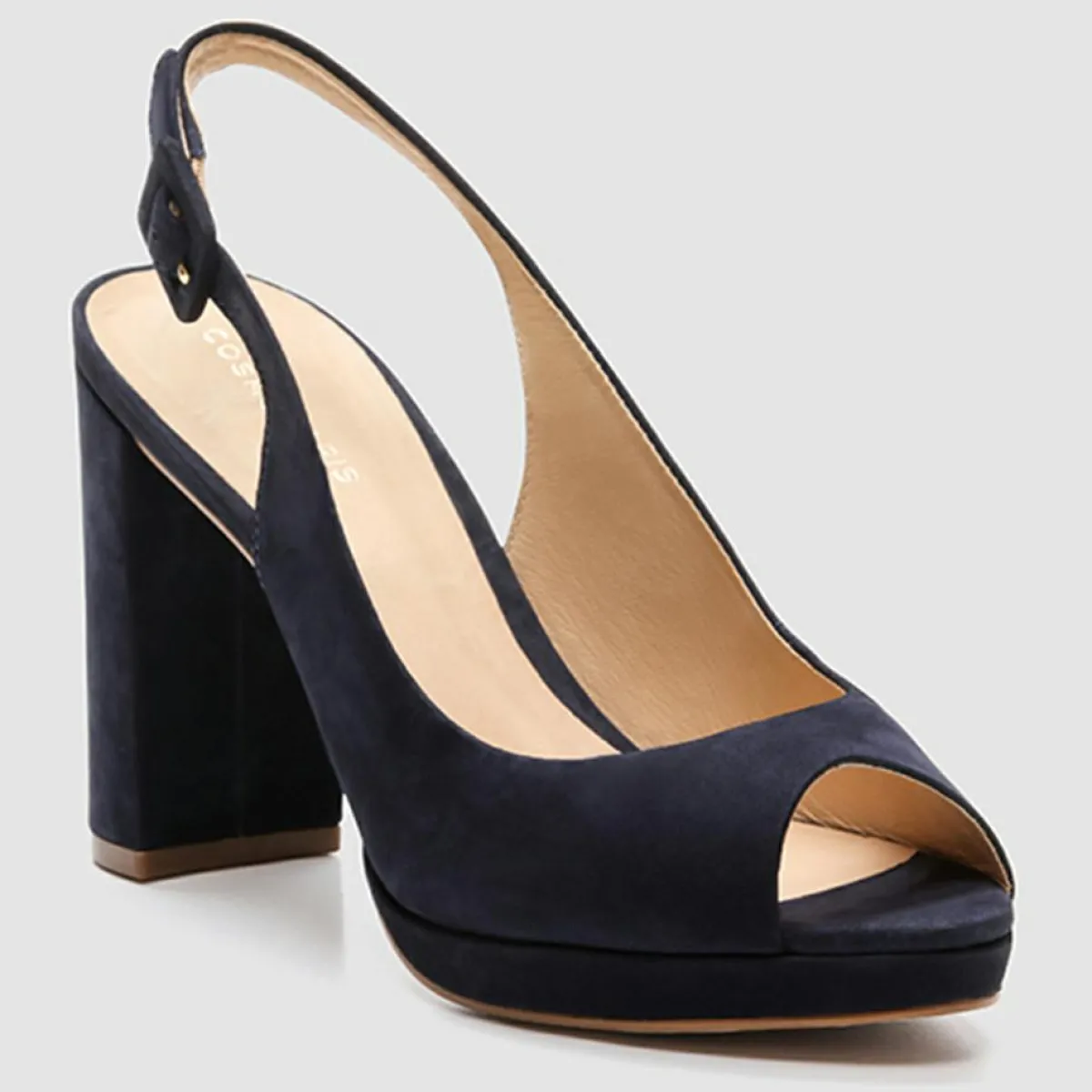 Cosmoparis Escarpins|Slingback en Velours de Cuir Lija marine - Talon 9 cm