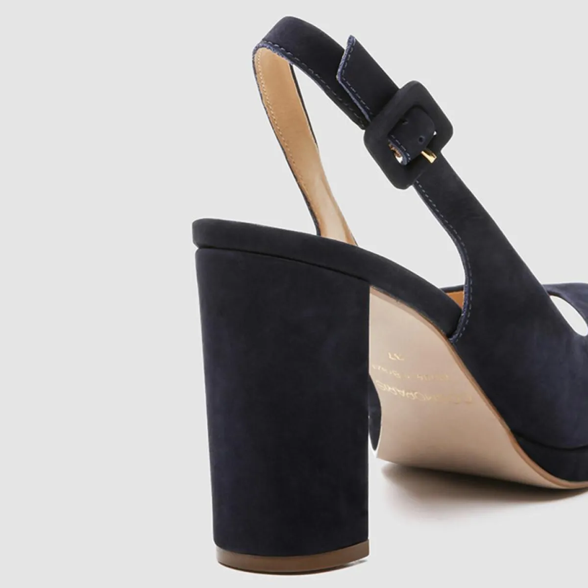 Cosmoparis Escarpins|Slingback en Velours de Cuir Lija marine - Talon 9 cm