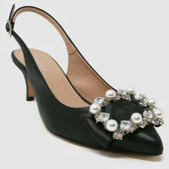 Cosmoparis Escarpins|Slingbacks en Cuir Milia noirs - Talon 6 cm