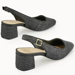 Cosmoparis Sandales À Talons|Slingbacks Zela vegan noires - Talon 6 cm