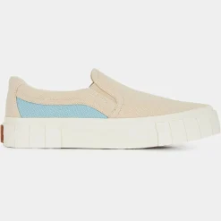 Good News Baskets|Slip On en Coton Bio Courtney beige/bleu