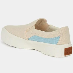 Good News Baskets|Slip On en Coton Bio Courtney beige/bleu