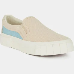 Good News Baskets|Slip On en Coton Bio Courtney beige/bleu