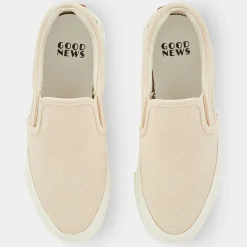 Good News Baskets|Slip On en Coton Bio Courtney beige/bleu