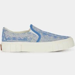 Good News Baskets|Slip On en Coton Bio Juno bleu/blanc