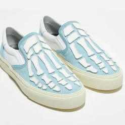 Amiri Baskets|Slip On en Cuir & Textile Corduro bleu/blanc