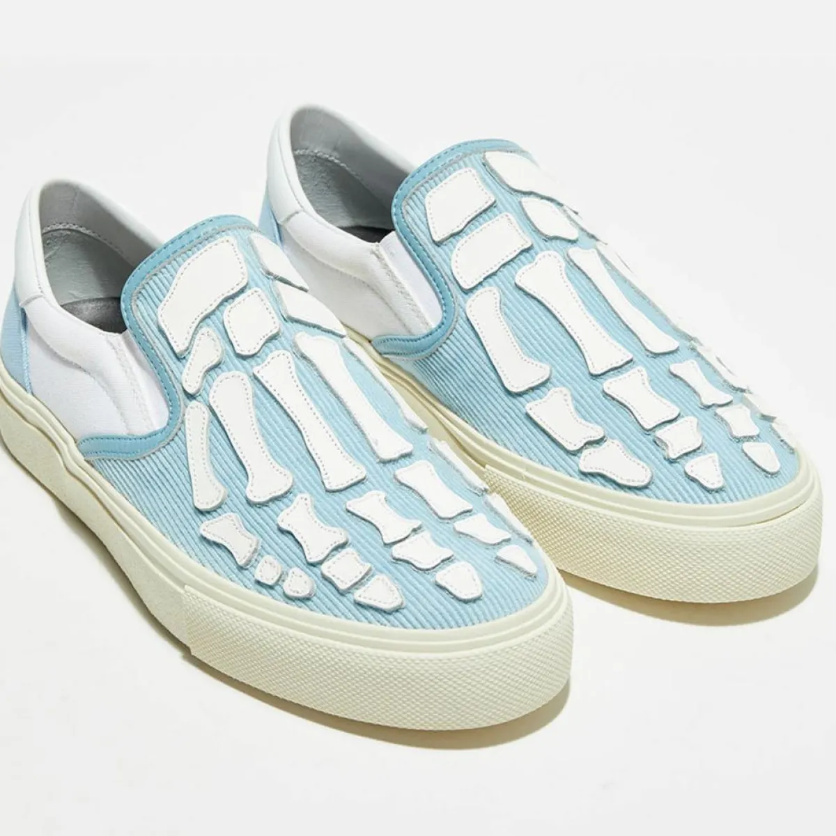 Amiri Baskets|Slip On en Cuir & Textile Corduro bleu/blanc