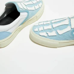 Amiri Baskets|Slip On en Cuir & Textile Corduro bleu/blanc