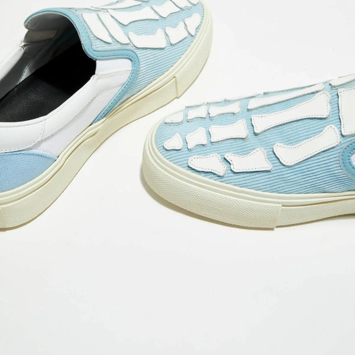 Amiri Baskets|Slip On en Cuir & Textile Corduro bleu/blanc