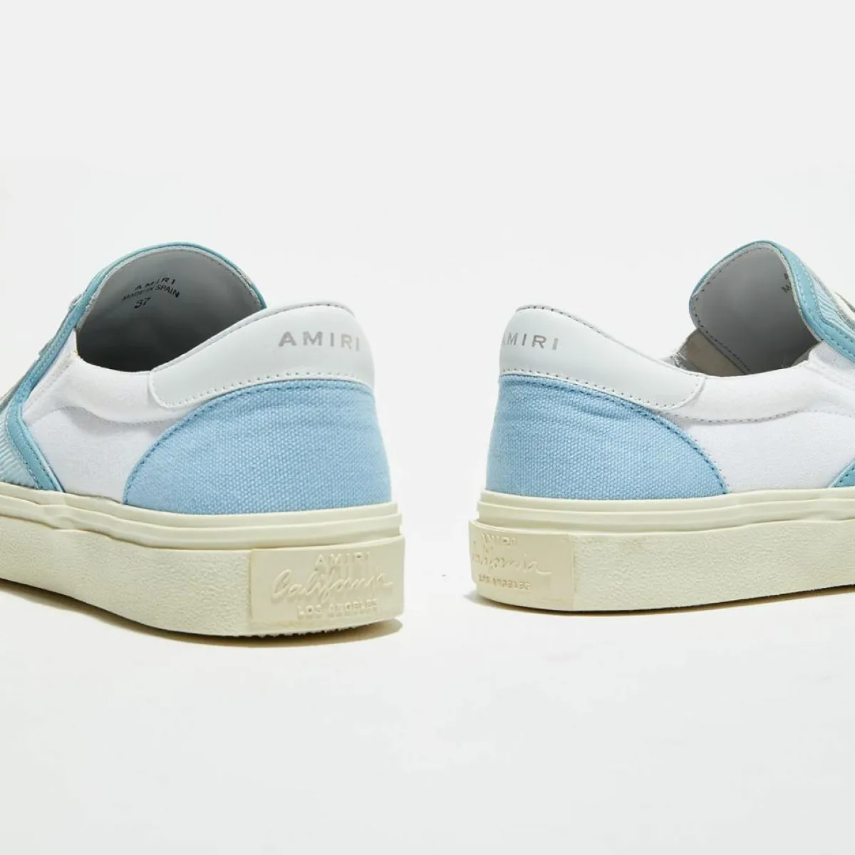 Amiri Baskets|Slip On en Cuir & Textile Corduro bleu/blanc