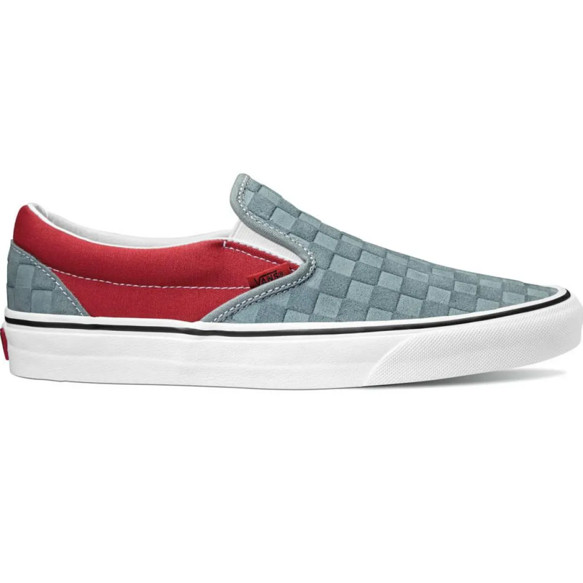 Vans Baskets|Slip-On en Velours de Cuir & Toile Classic gris/rouge