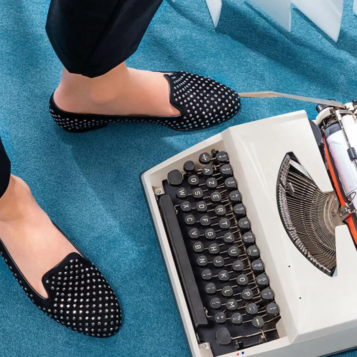 Cosmoparis Mocassins|Slippers en Velours de Cuir Abo noires