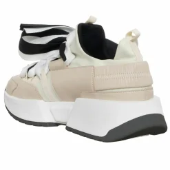 Loretta Pettinari Baskets|Sneakers en Cuir & Toile Lorena beige/rose/noir - Plateforme 5 cm