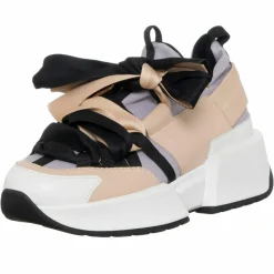 Loretta Pettinari Baskets|Sneakers en Cuir & Toile Lorena lilas/rose/noir - Plateforme 5 cm