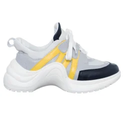 Loretta Pettinari Baskets|Sneakers en Cuir Bianca blanc/gris/noir/jaune - Talon 5 cm