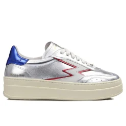 Moa Concept Baskets|Sneakers en Cuir Double Club argentées