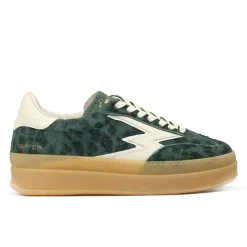 Moa Concept Baskets|Sneakers en Cuir Double Club vert léopard