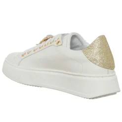 Loretta Pettinari Baskets|Sneakers en Cuir Gufo blanc/doré